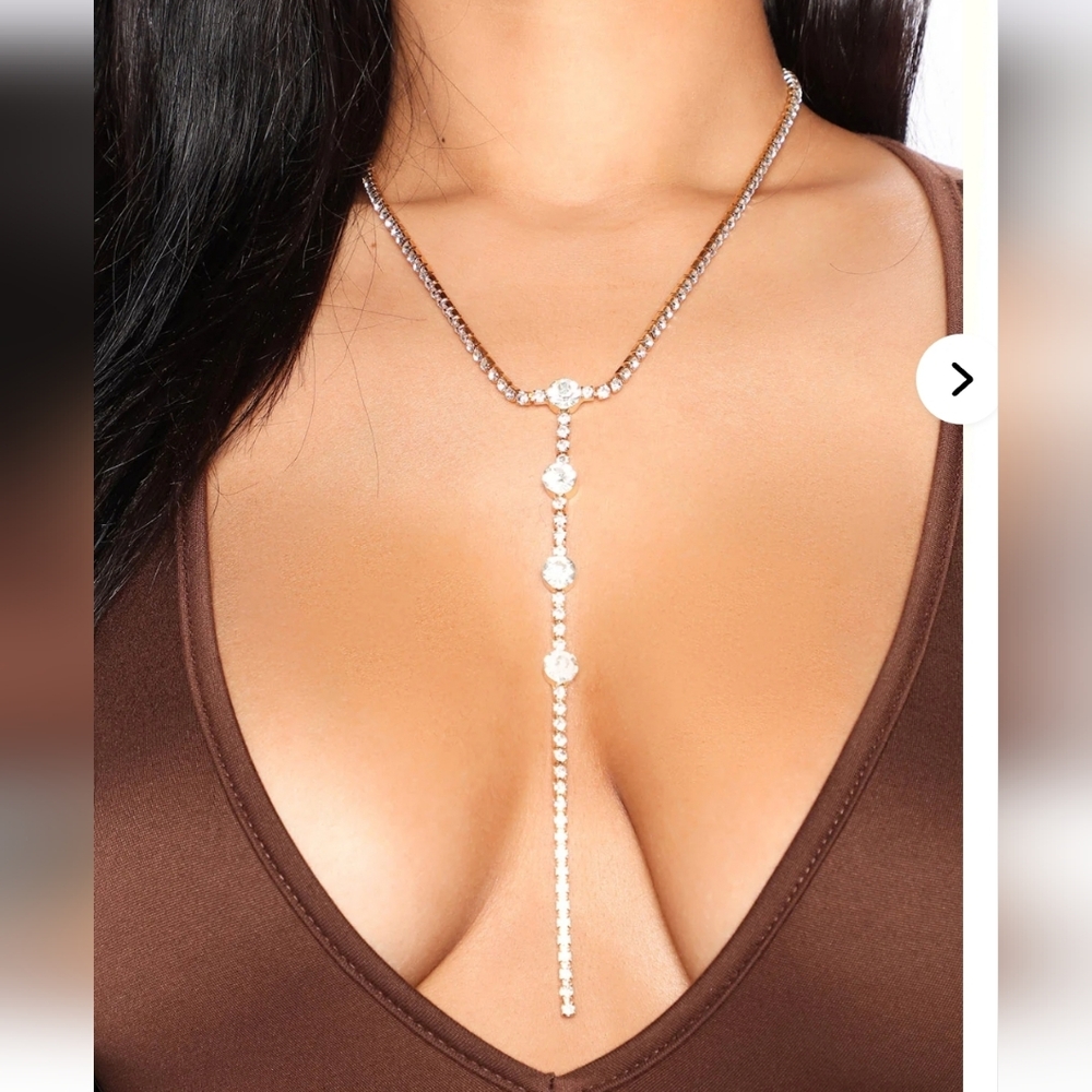 Fashion Nova Ice Him Out Lariat Necklace Gold NEW